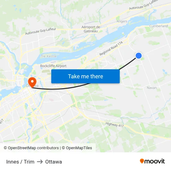 Innes / Trim to Ottawa map