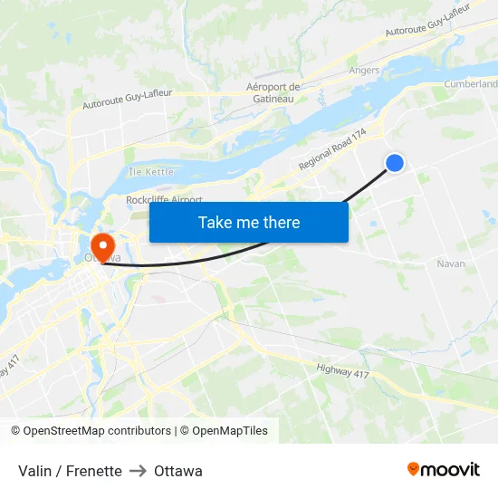 Valin / Frenette to Ottawa map