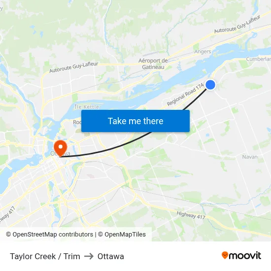 Taylor Creek / Trim to Ottawa map