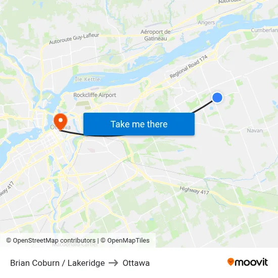 Brian Coburn / Lakeridge to Ottawa map