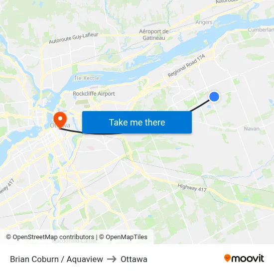 Brian Coburn / Aquaview to Ottawa map