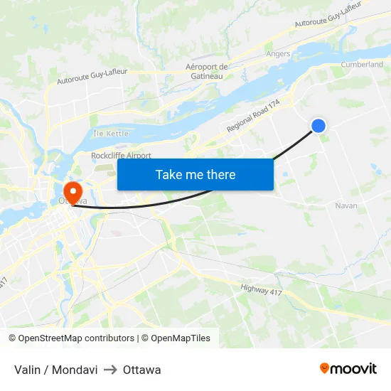 Valin / Mondavi to Ottawa map