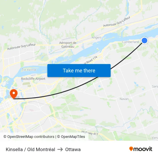 Kinsella / Old Montréal to Ottawa map