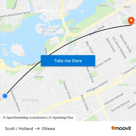 Scott / Holland to Ottawa map