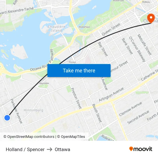 Holland / Spencer to Ottawa map