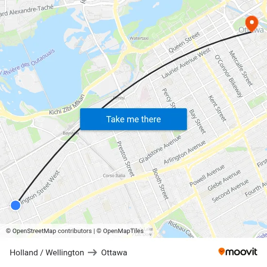 Holland / Wellington to Ottawa map