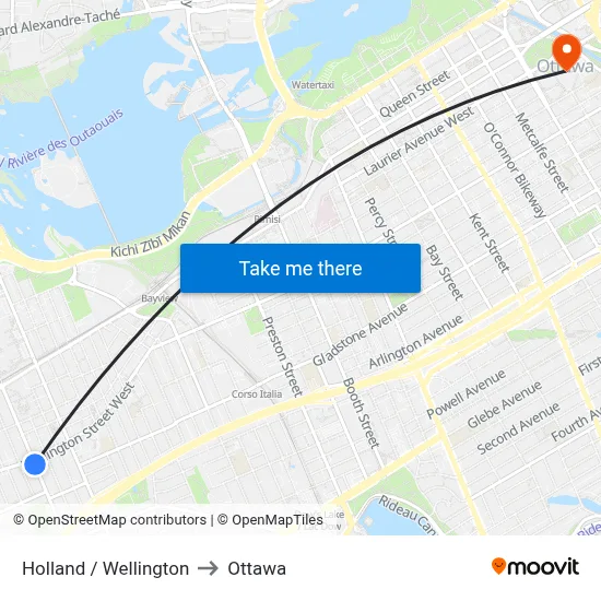 Holland / Wellington to Ottawa map