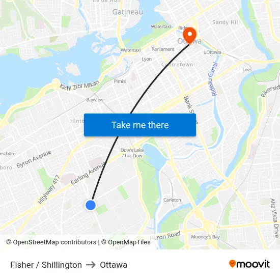 Fisher / Shillington to Ottawa map