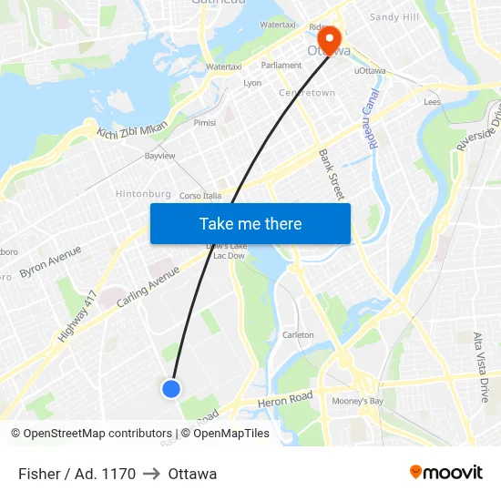 Fisher / Ad. 1170 to Ottawa map