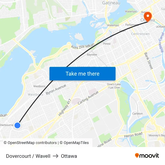 Dovercourt / Wavell to Ottawa map