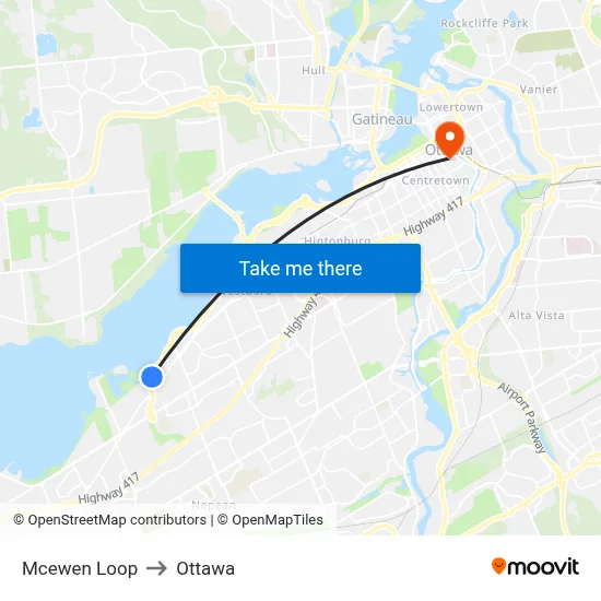 Mcewen Loop to Ottawa map