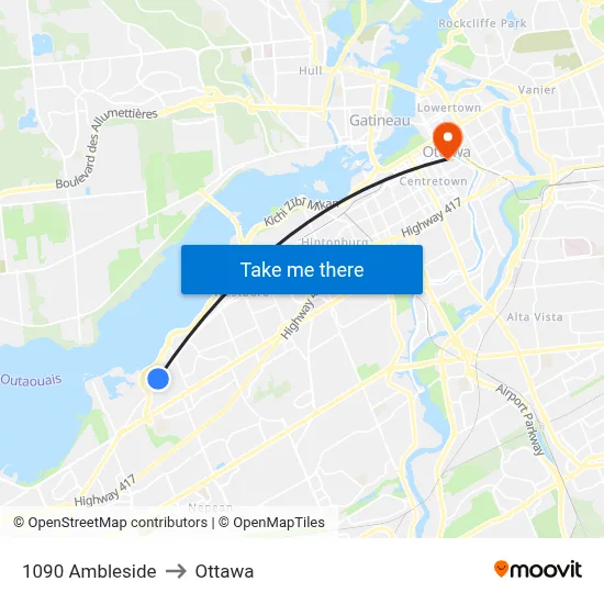 1090 Ambleside to Ottawa map