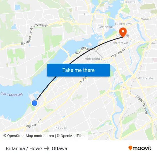 Britannia / Howe to Ottawa map