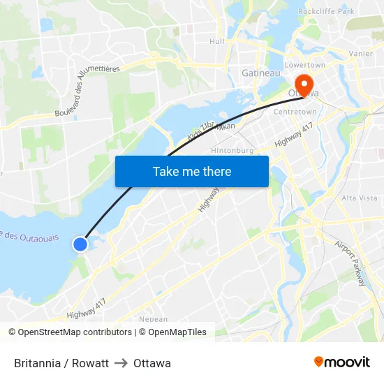 Britannia / Rowatt to Ottawa map