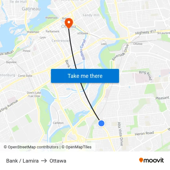 Bank / Lamira to Ottawa map