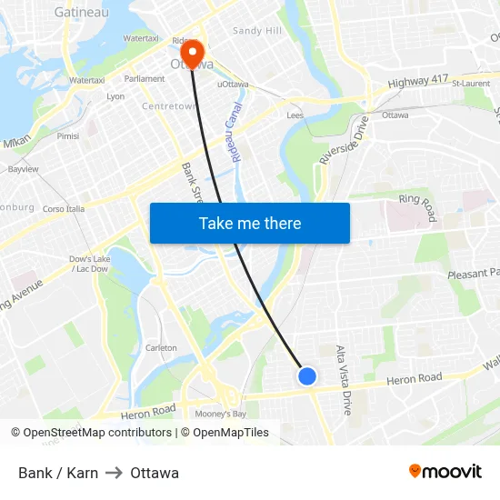 Bank / Karn to Ottawa map