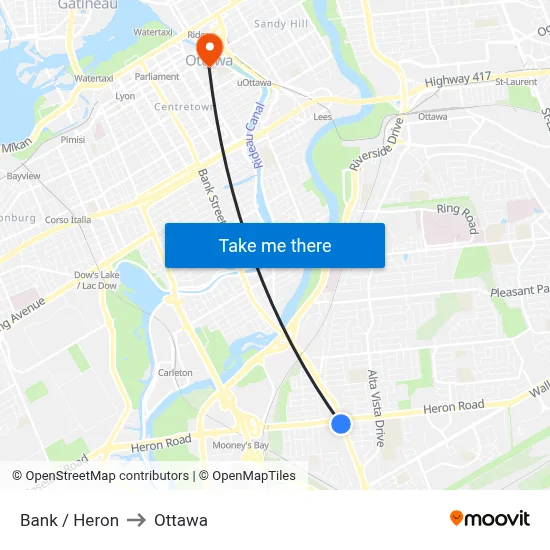 Bank / Heron to Ottawa map