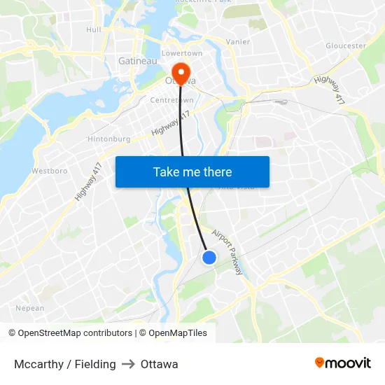 Mccarthy / Fielding to Ottawa map