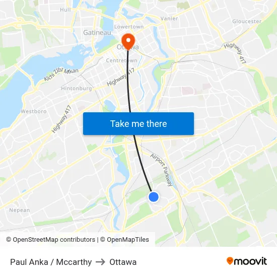 Paul Anka / Mccarthy to Ottawa map