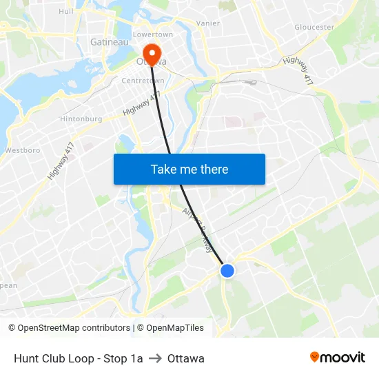 Hunt Club Loop - Stop 1a to Ottawa map