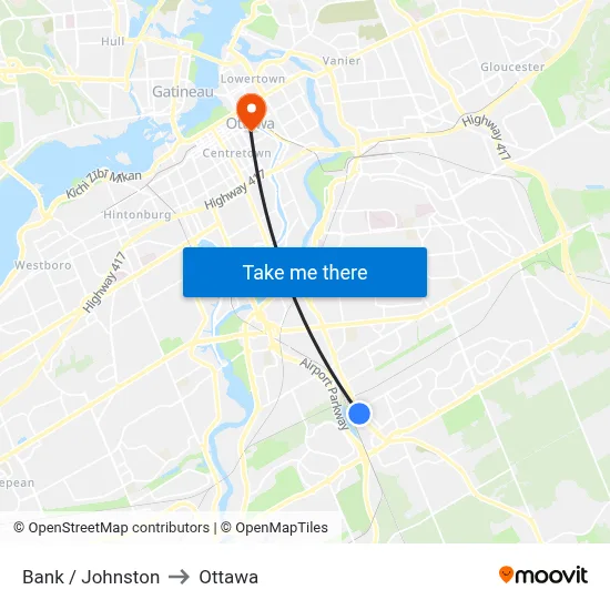 Bank / Johnston to Ottawa map
