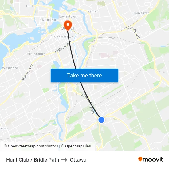 Hunt Club / Bridle Path to Ottawa map