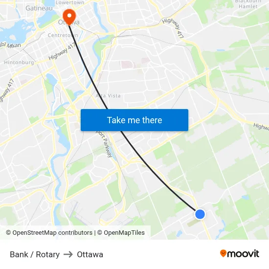 Bank / Rotary to Ottawa map