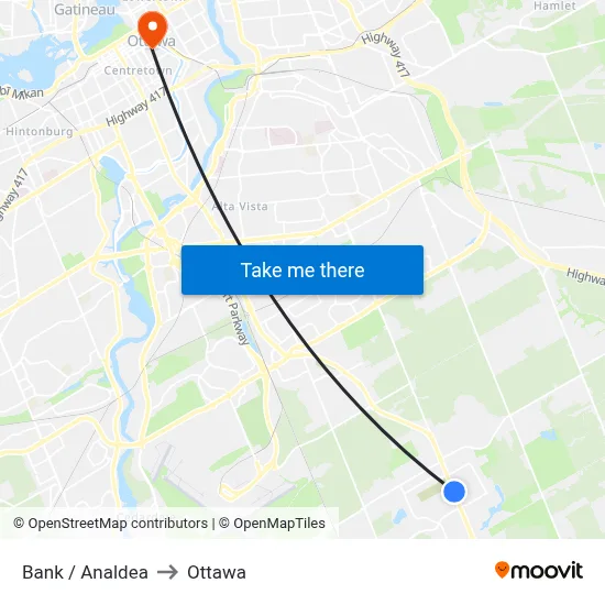 Bank / Analdea to Ottawa map