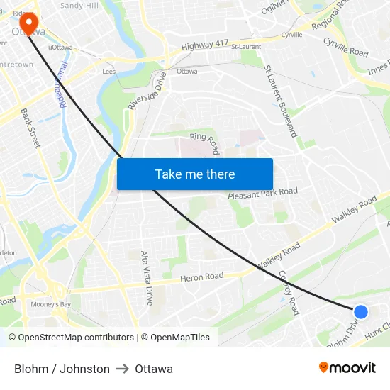 Blohm / Johnston to Ottawa map