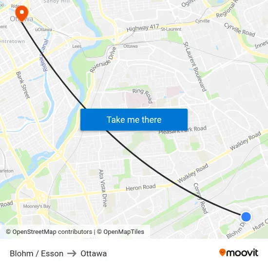 Blohm / Esson to Ottawa map