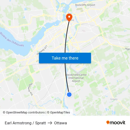 Earl Armstrong / Spratt to Ottawa map