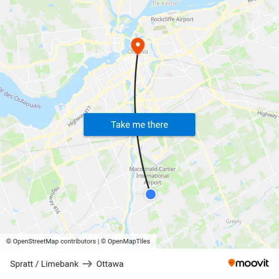 Spratt / Limebank to Ottawa map