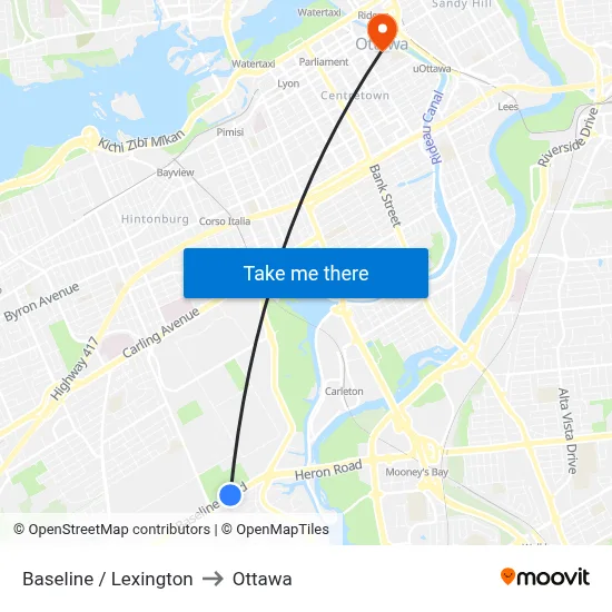 Baseline / Lexington to Ottawa map