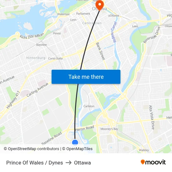 Prince Of Wales / Dynes to Ottawa map