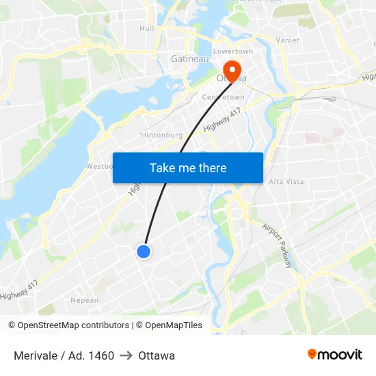 Merivale / Ad. 1460 to Ottawa map