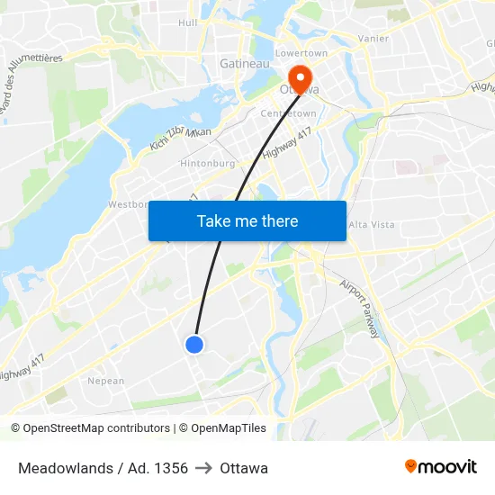 Meadowlands / Ad. 1356 to Ottawa map
