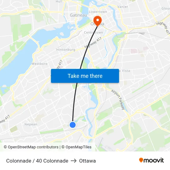 Colonnade / 40 Colonnade to Ottawa map