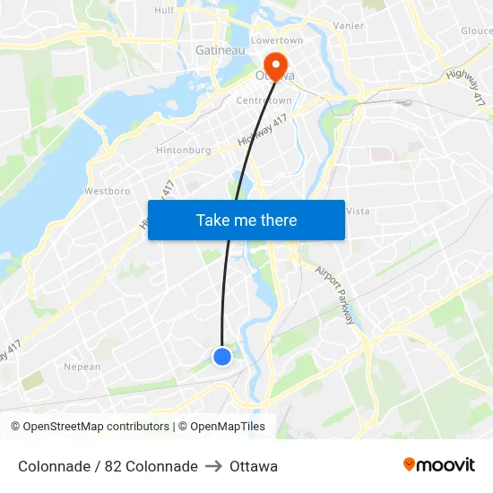 Colonnade / 82 Colonnade to Ottawa map