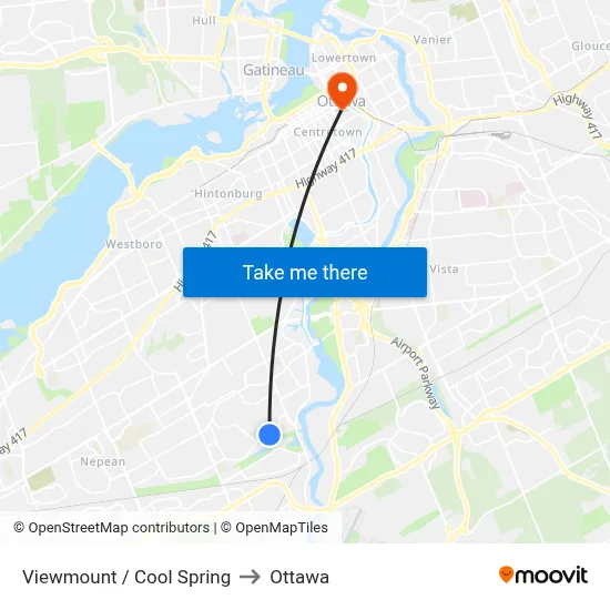 Viewmount / Cool Spring to Ottawa map