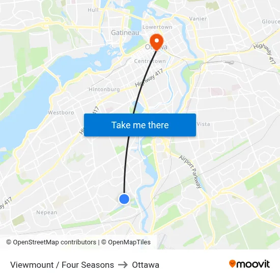 Viewmount / Four Seasons to Ottawa map