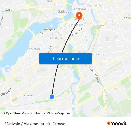 Merivale / Viewmount to Ottawa map
