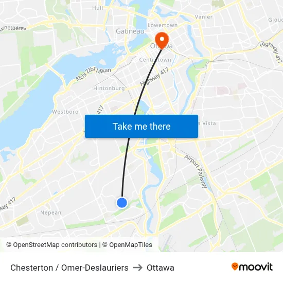 Chesterton / Omer-Deslauriers to Ottawa map
