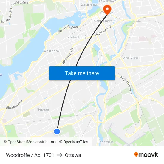 Woodroffe / Ad. 1701 to Ottawa map