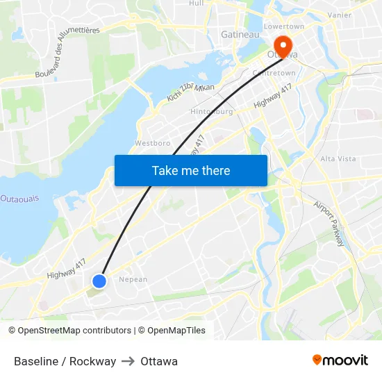 Baseline / Rockway to Ottawa map