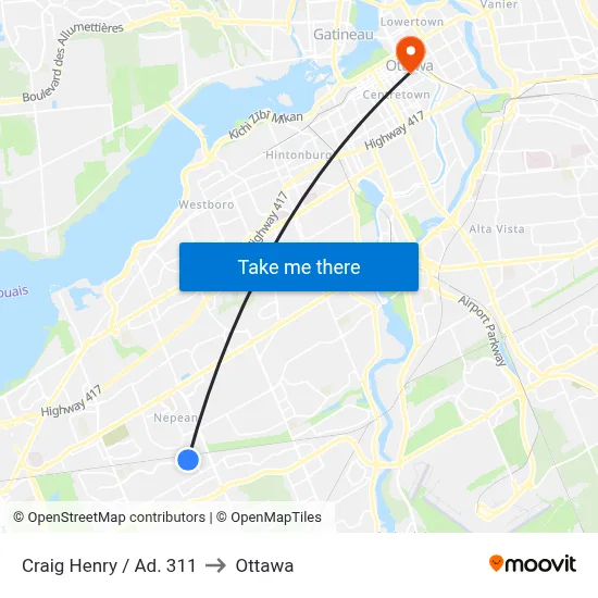 Craig Henry / Ad. 311 to Ottawa map