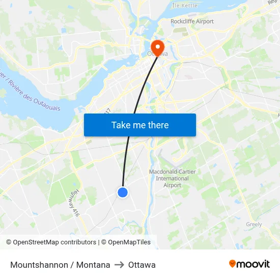 Mountshannon / Montana to Ottawa map