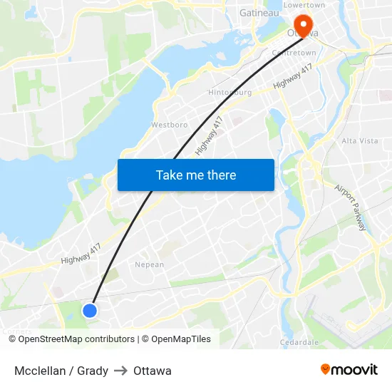Mcclellan / Grady to Ottawa map