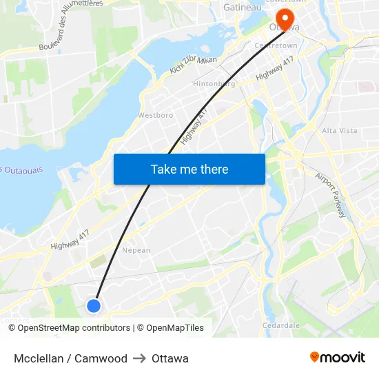 Mcclellan / Camwood to Ottawa map