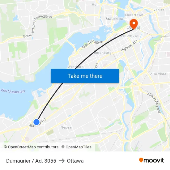 Dumaurier / Ad. 3055 to Ottawa map