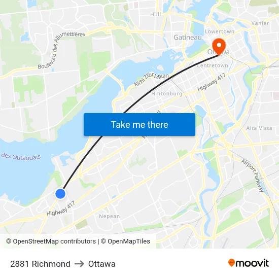 2881 Richmond to Ottawa map